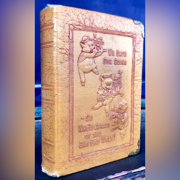 Vintage 1923 Zell 3 Little Pigs So Who’s Afraid of the BIG BAD WOLF Coin Bank - Picture 2 of 8